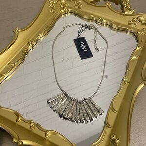 Lydell silver bib necklace with rhinestone detail